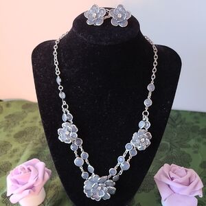 Ann Taylor floral statement Necklace and Earring Set